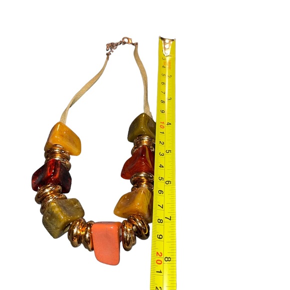 Women’s Chucky Faux Stone Necklace Leather Chain Metal Extender And Clasp - Picture 4 of 6